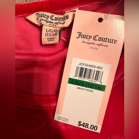NWT‼️ Juicy Couture Bright Rose Velour Ruffle Hem Dress - Picture 2 of 6